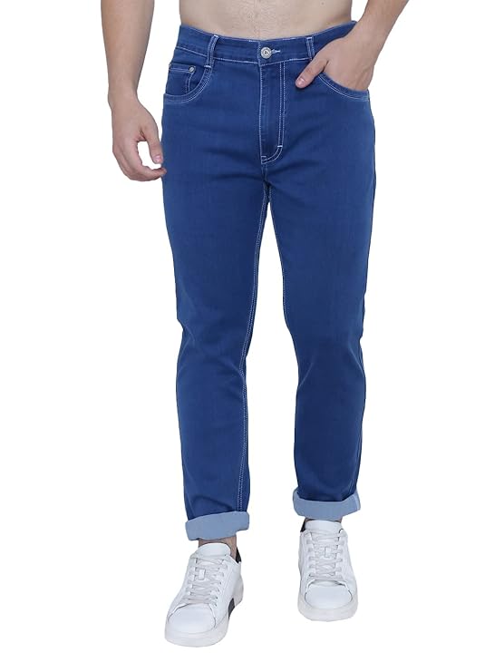 Awack Strechable Denim Regular Fit Mid Waist Light Weight Soft Feel Stretchable Denim Jeans Pant for Men