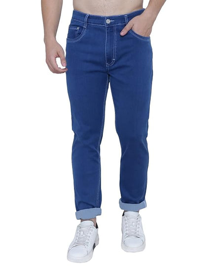 Awack Strechable Denim Regular Fit Mid Waist Light Weight Soft Feel Stretchable Denim Jeans Pant for Men