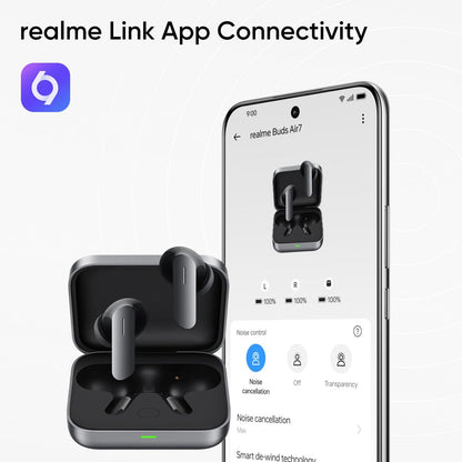 realme Buds Air 7, 12.4mm Dynamic Bass Drivers,52Hrs Playtime, 52dB Hybrid ANC,6 Mic ENC, 45ms Low Latency (4 color options)