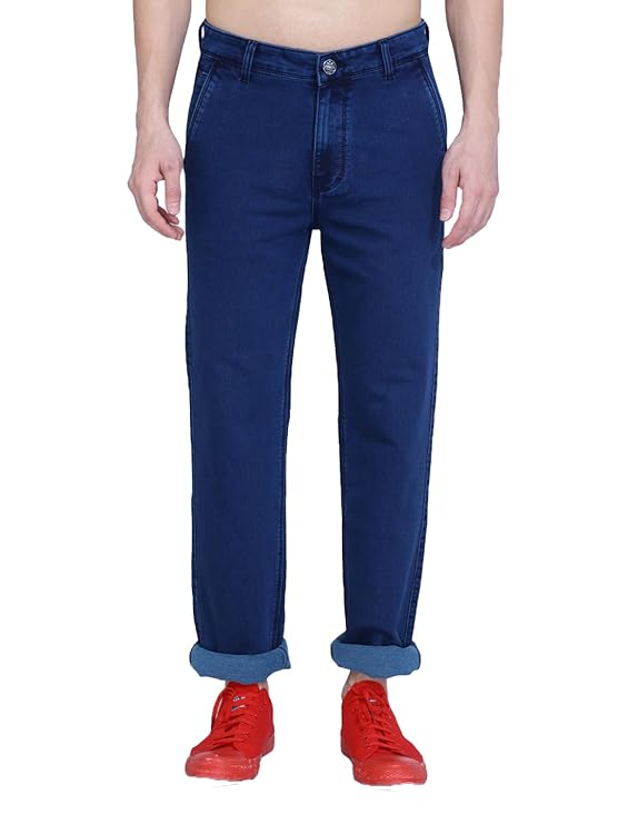 Awack Mid Waist Heavy Weight Stretchable Denim Material Front Cross Pocket Comfort Fit Jeans Pant for Men