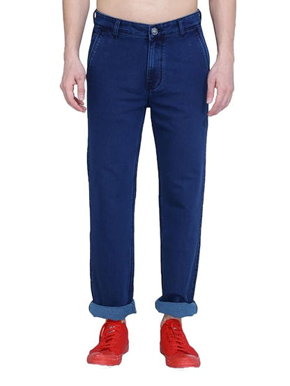 Awack Mid Waist Heavy Weight Stretchable Denim Material Front Cross Pocket Comfort Fit Jeans Pant for Men