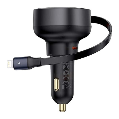 Baseus Enjoyment Pro Car Charger C,Retractable IP Cable 55W Cluster Black