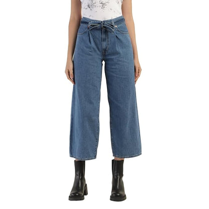 Levi's Women's Mid Rise Belted Baggy Loose Straight Fit Jeans