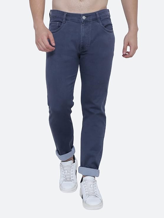 Awack Strechable Denim Regular Fit Mid Waist Light Weight Soft Feel Stretchable Denim Jeans Pant for Men