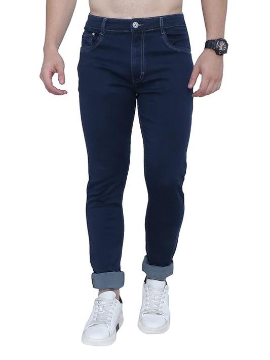 Awack Strechable Denim Regular Fit Mid Waist Light Weight Soft Feel Stretchable Denim Jeans Pant for Men