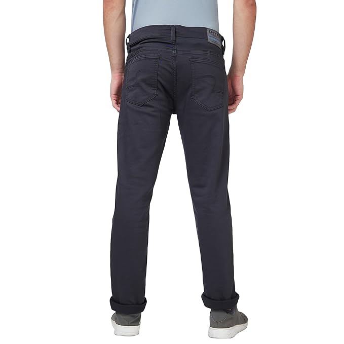 Spykar Mid Rise Regular Fit Narrow Length Blue Jeans for Men