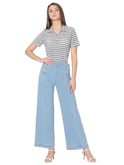 VERO MODA Women Wide Leg High-Rise Stretchable Jeans