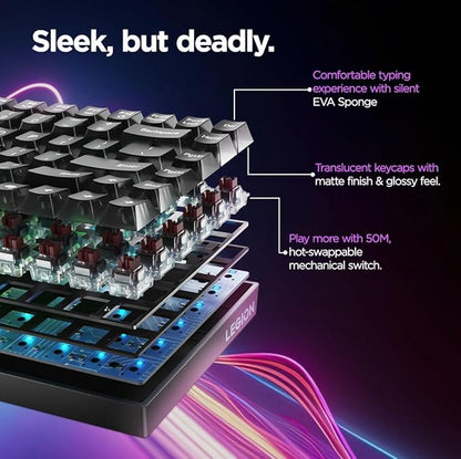 Lenovo Legion K510 Mini Pro Gaming Keyboard, 16.8 Million Colors RGB Per Key, Programmable |100% Anti Ghosting Mechanical switches |Customizable| USB 2.0 Interface