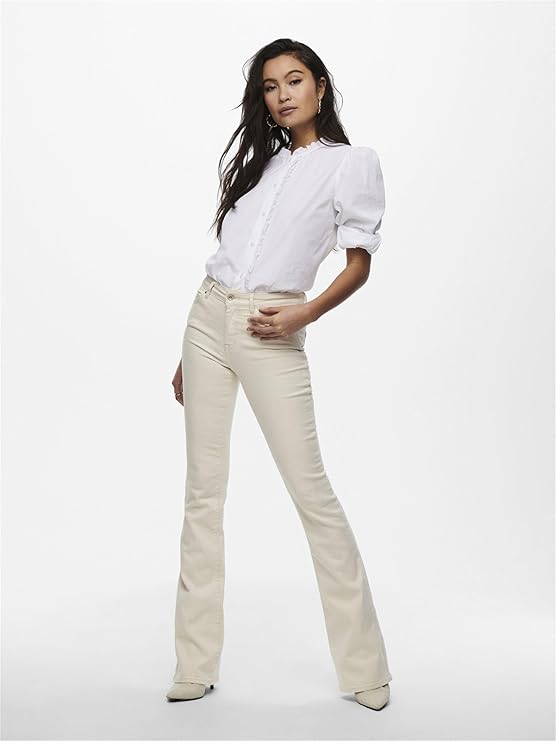 ONLY Women's Mid Rise Bootcut Flared Jeans | Stretchy & Stylish Retro Look