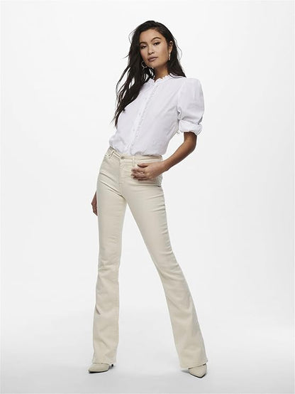 ONLY Women's Mid Rise Bootcut Flared Jeans | Stretchy & Stylish Retro Look