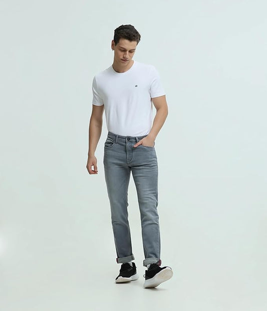 TURMS Men's Black Solid Mid Rise Stretchable Adventure Comfort Denim Pant Cotton Rich Jeans 30 Days No Wash Tailored Fit Casual Wear, Anti Stain Anti Odor Breathable (Available in Plus Sizes)