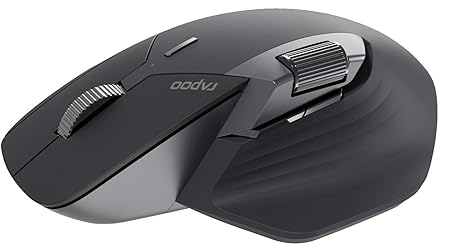 Rapoo MT760L Wireless Bluetooth Mouse, Ergonomic Design, 4 Adjustable DPI, 8 Programmable Buttons, 90 Days Battery Life, Matte Black