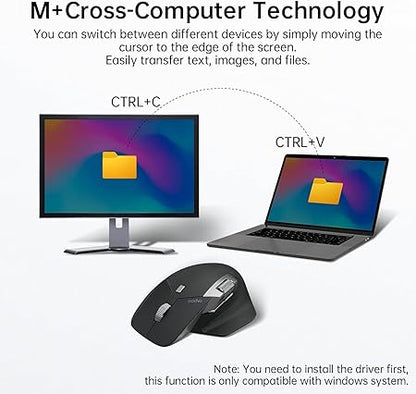 Rapoo MT760L Wireless Bluetooth Mouse, Ergonomic Design, 4 Adjustable DPI, 8 Programmable Buttons, 90 Days Battery Life, Matte Black