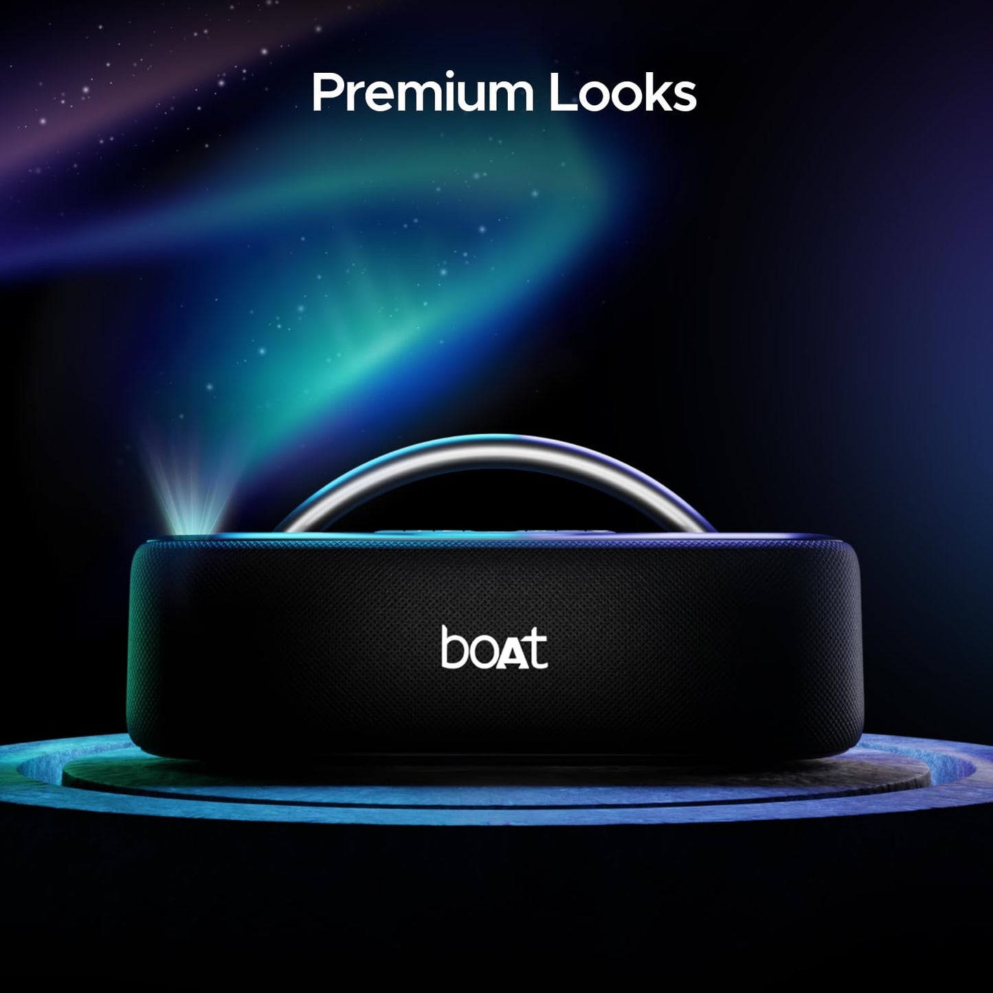 boAt Stone Lumos 60W Bluetooth Speaker w/ 7 LED Projection Modes, Dual EQs, Up to 9hrs of Playtime, TWS Feature, Built-in Mic, BT v5.3 (Midnight Black)