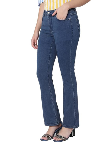 VERO MODA Women's Bootcut Mid Rise Jeans | Wide Leg | Bell Bottom