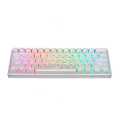 ZEBRONICS Zeb-MAX NINJA 61 keys wireless mechanical keyboard with 3 Bluetooth connections, 2.4GHz Nano receiver, Type C wired mode, RGB backlit, built-in rechargeable battery and N-key rollover(White)