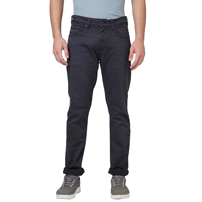 Spykar Mid Rise Regular Fit Narrow Length Blue Jeans for Men