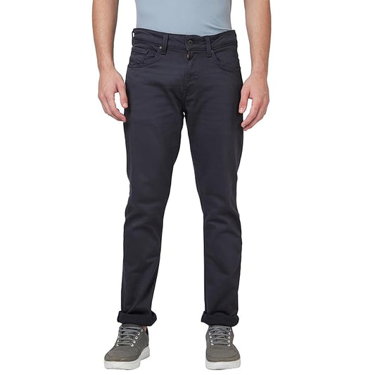 Spykar Mid Rise Regular Fit Narrow Length Blue Jeans for Men