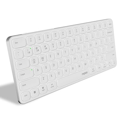 Rapoo E9050L Bluetooth Wireless Multi-Device Keyboard(4 Devices), Rechargeable, Led Indicators, Ultra-Thin, Ergonomic, Compatible with Windows, iOS, Android, Tab, Smartphones -White