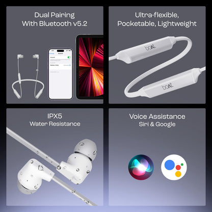 Boat Rockerz Trinity in Ear Earphones with 150H Playtime, Crystal Bionic Sound Powered by HiFi,  IPX5 (3 color options)