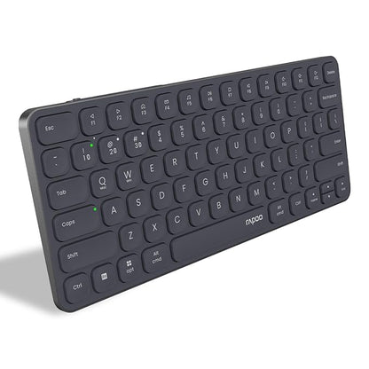 Rapoo E9050L Bluetooth Wireless Multi-Device Keyboard(4 Devices), Rechargeable, Led Indicators, Ultra-Thin, Ergonomic, Compatible with Windows, iOS, Android, Tab, Smartphones -Grey