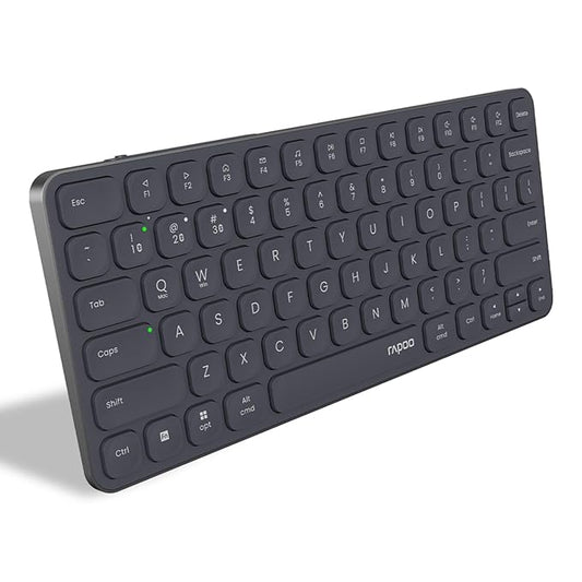 Rapoo E9050L Bluetooth Wireless Multi-Device Keyboard(4 Devices), Rechargeable, Led Indicators, Ultra-Thin, Ergonomic, Compatible with Windows, iOS, Android, Tab, Smartphones -Grey