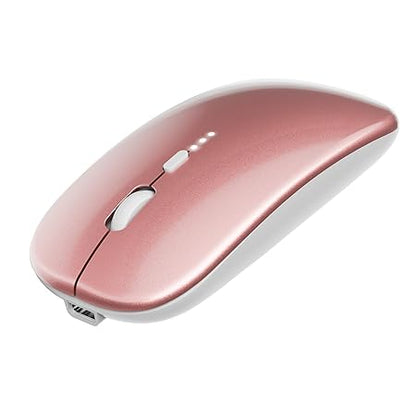 Wireless Mouse, 2.4G Slim Mute Silent Click Noiseless Optical Mouse with USB Receiver Compatible with Notebook, PC, Laptop, Computer, MacBook (Rose Gold)
