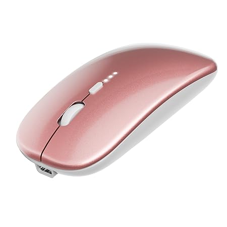 Wireless Mouse, 2.4G Slim Mute Silent Click Noiseless Optical Mouse with USB Receiver Compatible with Notebook, PC, Laptop, Computer, MacBook (Rose Gold)