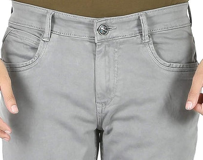 Basilio Cotton Knitted Fabric Stretchable Denim Regular Fit Mid Rise Jeans Pant for Men