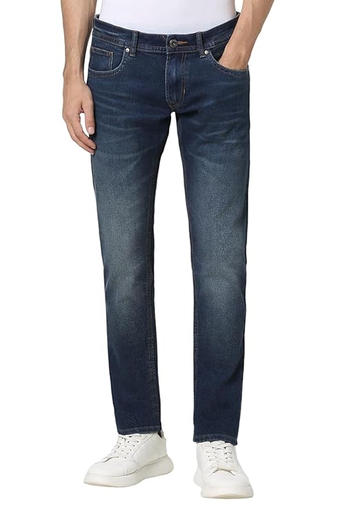 Peter England Men's Regular Fit Mid Rise Jeans