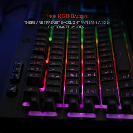Redragon Shiva K512 RGB Backlit Membrane Wired Gaming Keyboard with Multimedia Keys, 6 Extra On-Board Macro Keys, Dedicated Media Control, Detachable Wrist Rest- Black