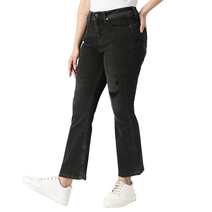 Pepe Jeans Women's High Rise Flare Fit Jeans Black Used