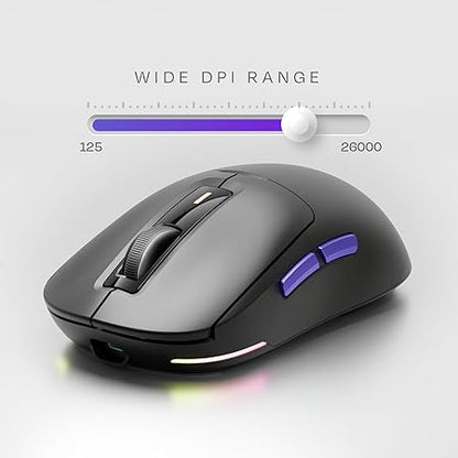 Kreo Pegasus 58 GMS Ultra Lightweight Wireless Gaming Mouse, Top PixArt Sensor, 6 Programmable Buttons, Bluetooth, 2.4GHz Connectivity Gaming Mouse, DPI Upto 26000, Software Included (Pegasus- Black)
