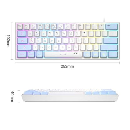 MageGee Mini 60% Gaming Keyboard, RGB Backlit 61 Key Ultra-Compact, TS91 Ergonomic Waterproof Mechanical Feeling Office Computer Keyboard for PC, MAC, PS4, Xbox ONE Gamer (Blue & White)