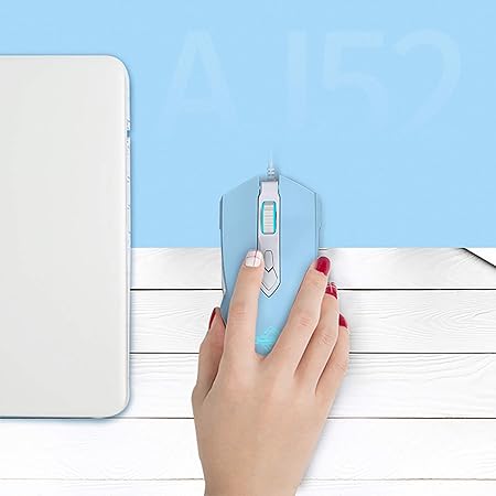 Lomiluskr AJ52 Gaming Mice Wired, Programmable 7 Buttons, Computer Mice with RGB LED Backlit, 200-4800 DPI Adjustable,for Windows/Mac OS/Linux (SkyBlue)