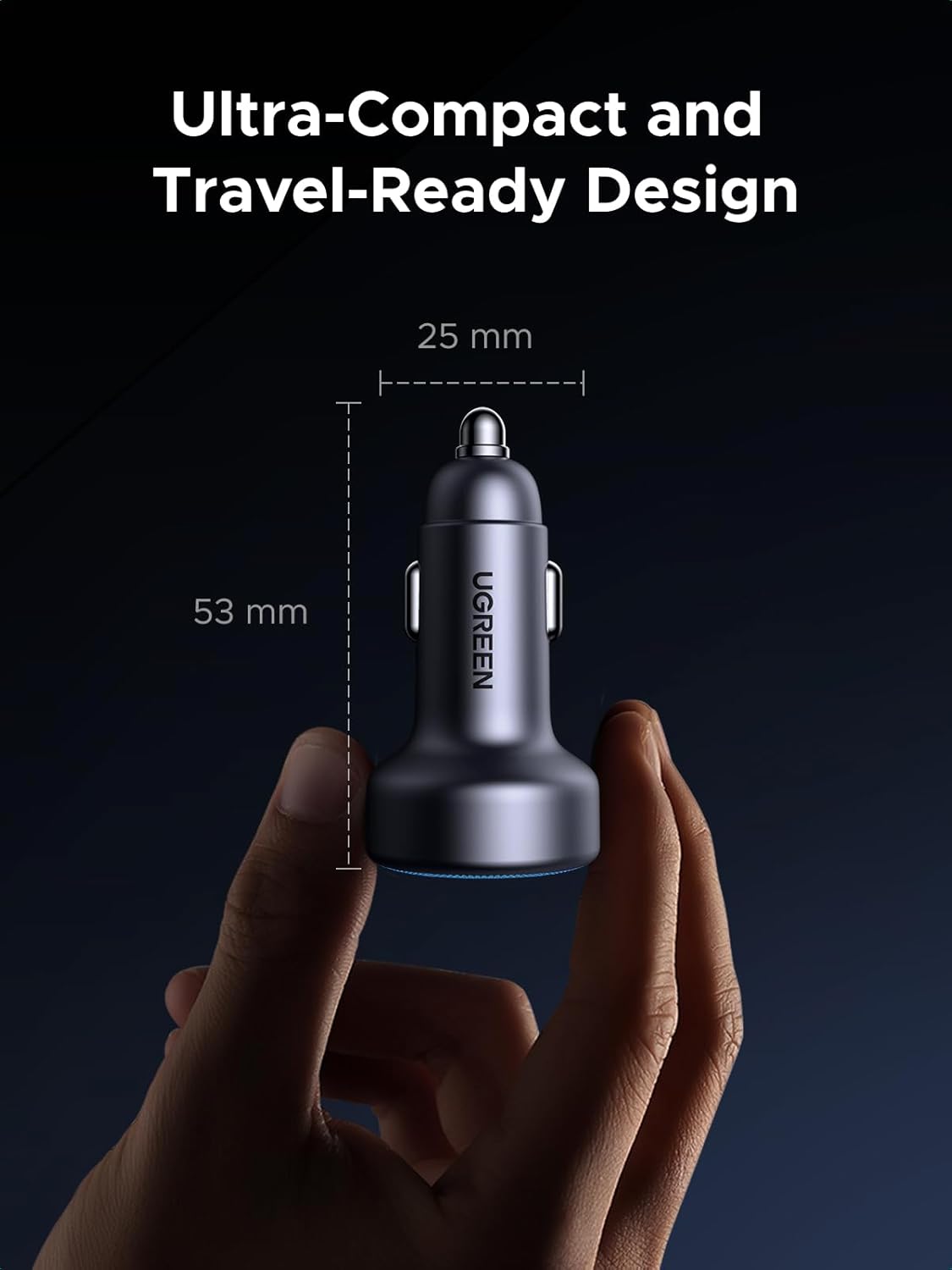 UGREEN 30W Car Charger, 3 Ports Fast Charging Cigarette Lighter Adapter, PD 30W/PPS 25W/SCP 22.5W