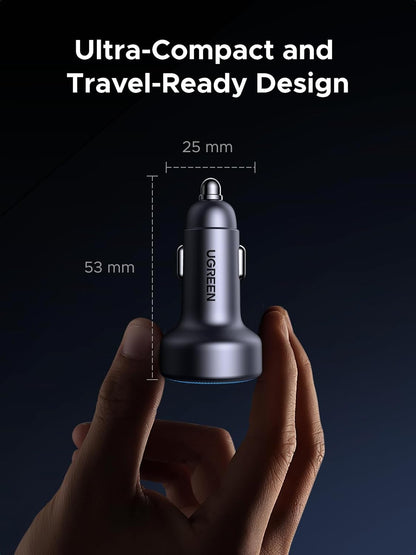 UGREEN 30W Car Charger, 3 Ports Fast Charging Cigarette Lighter Adapter, PD 30W/PPS 25W/SCP 22.5W