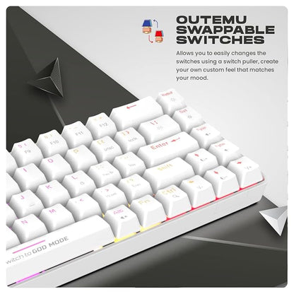 Cosmic Byte CB-GK-36 Artemis 68Key Per Key RGB Wired Mechanical Keyboard with Outemu Swappable Blue Switches and Software (White)