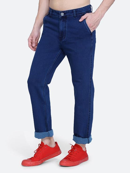 Awack Mid Waist Heavy Weight Stretchable Denim Material Front Cross Pocket Comfort Fit Jeans Pant for Men