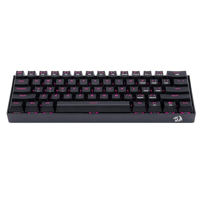 Redragon K630 Dragonborn 60% Wired Pink Single Lighting Gaming Keyboard, 61 Keys Compact Mechanical Keyboard with Brown Switch, Pro Driver Support, Black