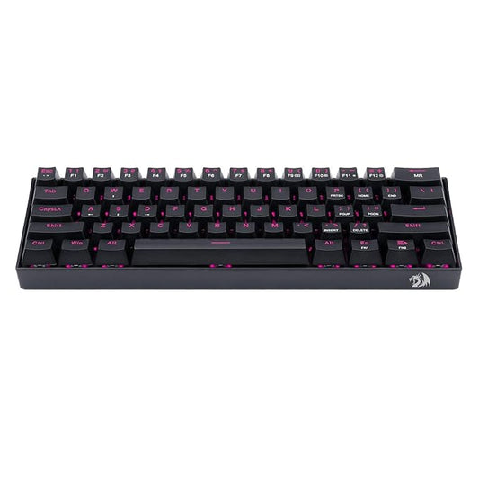 Redragon K630 Dragonborn 60% Wired Pink Single Lighting Gaming Keyboard, 61 Keys Compact Mechanical Keyboard with Brown Switch, Pro Driver Support, Black
