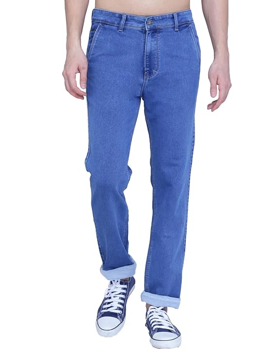 Awack Mid Waist Heavy Weight Stretchable Denim Material Front Cross Pocket Comfort Fit Jeans Pant for Men