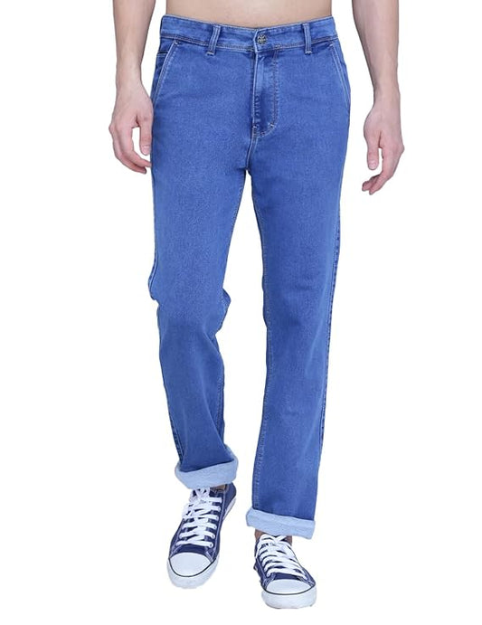 Awack Mid Waist Heavy Weight Stretchable Denim Material Front Cross Pocket Comfort Fit Jeans Pant for Men