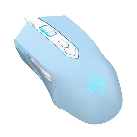 Lomiluskr AJ52 Gaming Mice Wired, Programmable 7 Buttons, Computer Mice with RGB LED Backlit, 200-4800 DPI Adjustable,for Windows/Mac OS/Linux (SkyBlue)