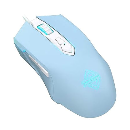 Lomiluskr AJ52 Gaming Mice Wired, Programmable 7 Buttons, Computer Mice with RGB LED Backlit, 200-4800 DPI Adjustable,for Windows/Mac OS/Linux (SkyBlue)