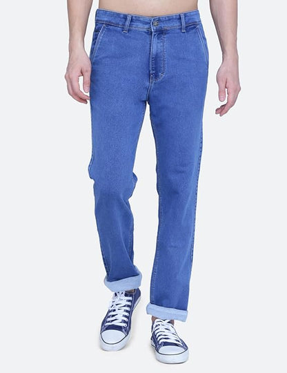 Awack Mid Waist Heavy Weight Stretchable Denim Material Front Cross Pocket Comfort Fit Jeans Pant for Men