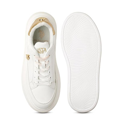 U.S. Polo Assn. Women Lace Up Sneaker Shoes (White)