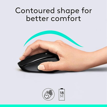 Logitech MK345 Wireless Keyboard and Mouse Set Full-Sized Keyboard with Palm Rest and Comfortable Right-Handed Mouse, 2.4 GHz Wireless USB Receiver, Compatible with PC, Laptop - Black