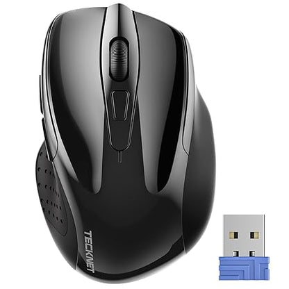 TECKNET Wireless Mouse, 2.4G Ergonomic Optical Mouse, Computer Mouse for Laptop, PC, Computer, Chromebook, Notebook, 6 Buttons, 24 Months Battery Life, 2600 DPI, 5 Adjustment Levels, for Small Hand