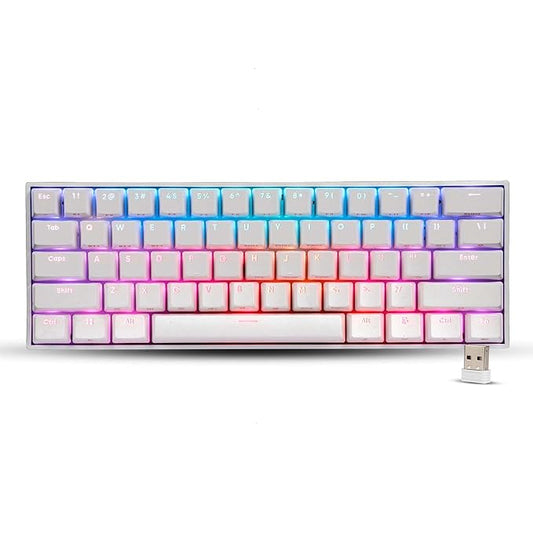 ZEBRONICS Zeb-MAX NINJA 61 keys wireless mechanical keyboard with 3 Bluetooth connections, 2.4GHz Nano receiver, Type C wired mode, RGB backlit, built-in rechargeable battery and N-key rollover(White)